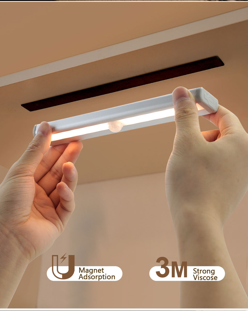 10 diod LED czujnik ruchu PIR bezprzewodowa lampka nocna LED oświetlenie podszafkowe LED na klatkę schodową szafa alejek dekoracyjna lampka nocna_voghion.com