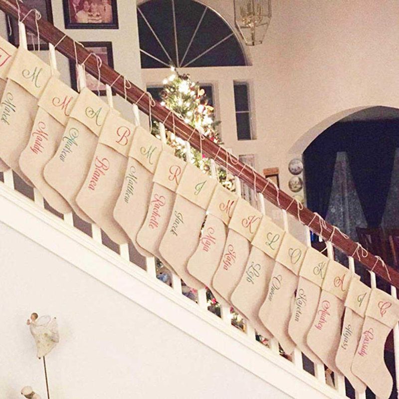 6 pezzi/set di calzini di Natale, grandi calze di iuta, calza di Natale semplice, decorazione per camino, decorazione da tavolo per feste_voghion.com