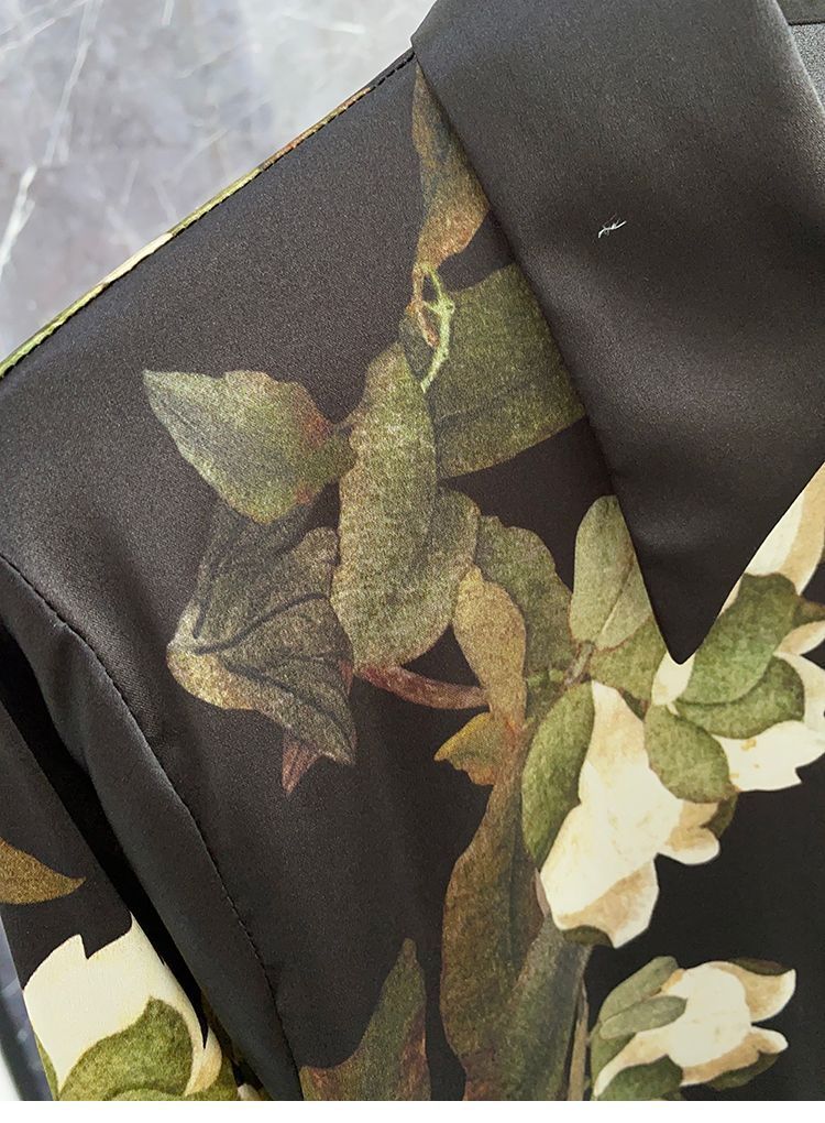 Camicia a maniche lunghe in finta seta stampata nera in stile cinese retrò da donna_voghion.com