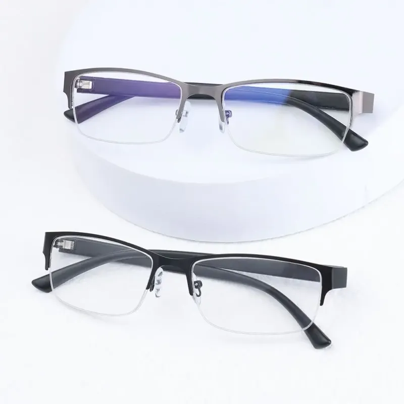 Brille Männer Anti-Blaulicht Business Lesebrille Vintage Halb Rahmen Augenschutz Ultraleichte Büro Brillen_voghion.com