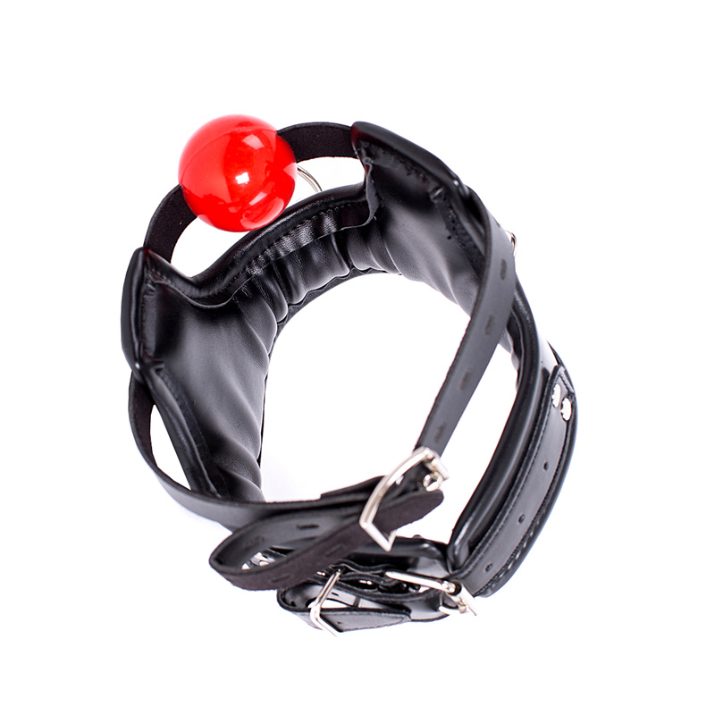 Bondage Flirt Bdsm Toys of Sex Slave Spong Leather Adjustable Collar with Silicone Open Mouth Ball Gag for_voghion.com