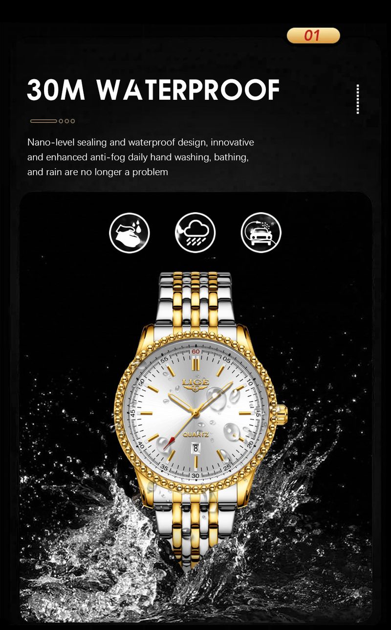 Herenhorloge van roestvrij staal met datumweergave, waterbestendig, lichtgevende wijzers en een zakelijke kalender in casual stijl._voghion.com