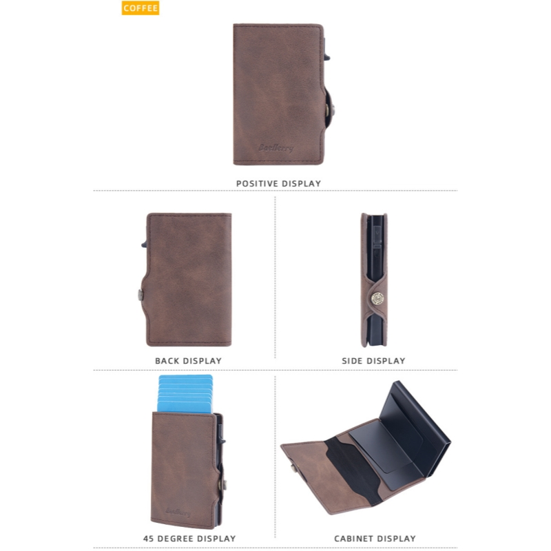 Etui na karty Baellerry New Paragraph Retro Side Push Pop Card RFID Etui na karty Simple Buckle Antymagnetyczny uchwyt na karty_voghion.com