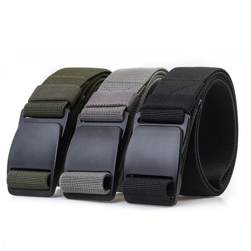 HOT Quality Canvas Elastic Belts Anti Allergy Waistband without Metal Nylon Outdoor Thickening Plastic Buckle Casual Man_voghion.com