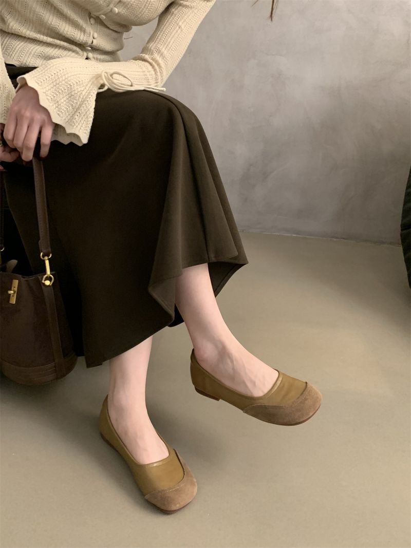 Women's fashion retro round head shallow mouth single shoes_voghion.com