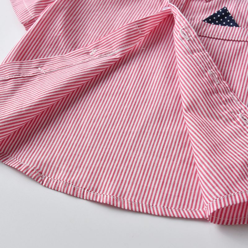 Camicia a righe a maniche corte autunnale, bretelle, pantaloni e papillon Abito da gentiluomo in quattro pezzi per bambini_voghion.com