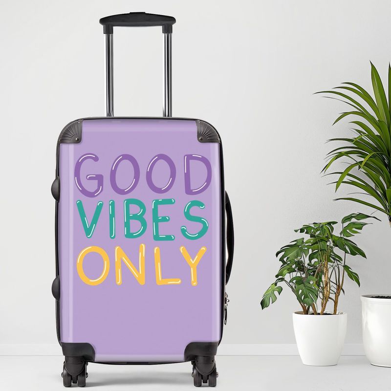 Good Vibes Only2 Luggage, 20/24/28 Inch Luggage, Carry-On, Custom Luggage, Luggage Set, Suitcase, Travel, Vacation, Cabin Suitcase, Custom Suitcase, Personalized Luggage_voghion.com