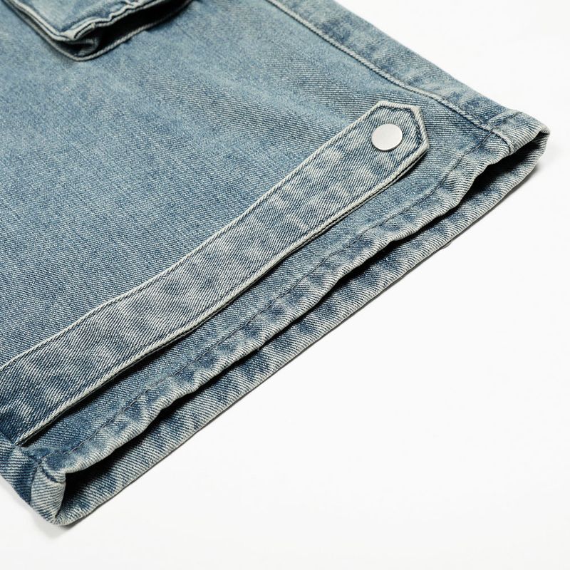 Pantaloni cargo larghi e dritti da uomo in denim multitasche American High Street, con design di nicchia, lavato e personalità_voghion.com