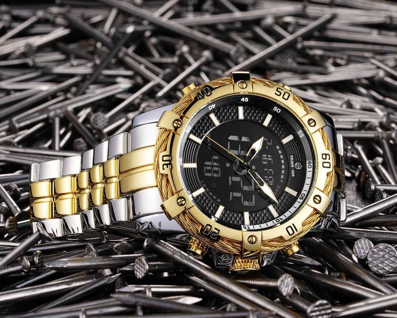Spiral Crown Men's Single Folding Buckle Pointer Round Watch_voghion.com