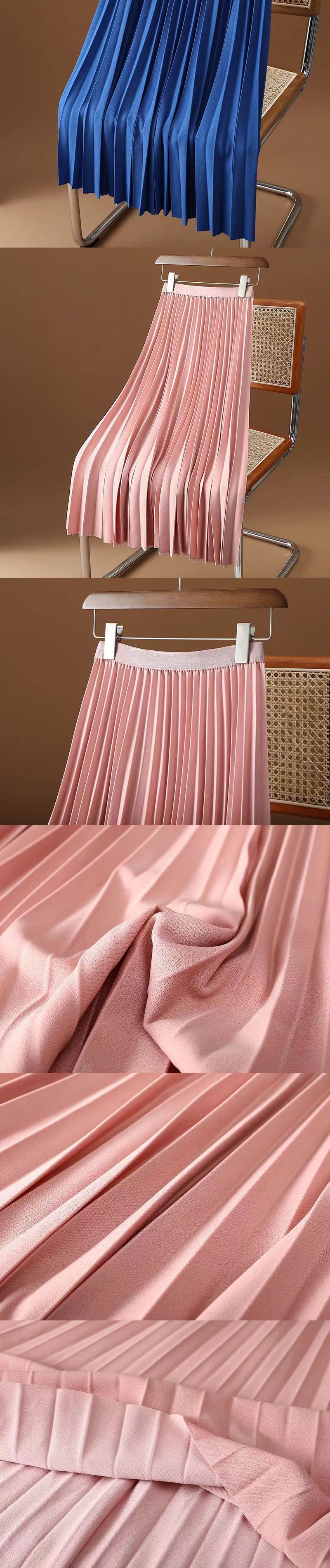 Falda plisada multicolor para mujer, nuevo estilo para primavera y verano, cintura alta, corte A, drapeada, ajustada, talla mediana y larga, falda larga versátil._voghion.com