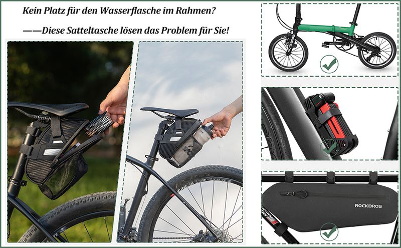 ROCKBROS Sacoche de selle de vélo Sac de siège avec bouteilles Étanche VTT Vélo de route_voghion.com