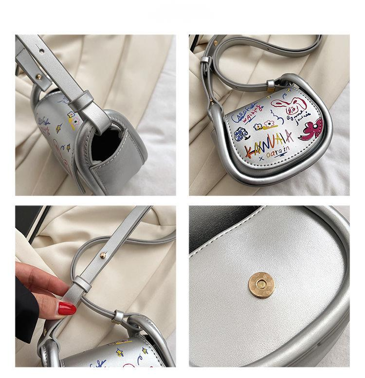 FOUR ONE Super süße Western Cartoon Graffiti kleine weibliche koreanische Version Student Crossbody Mini PU Tasche_voghion.com