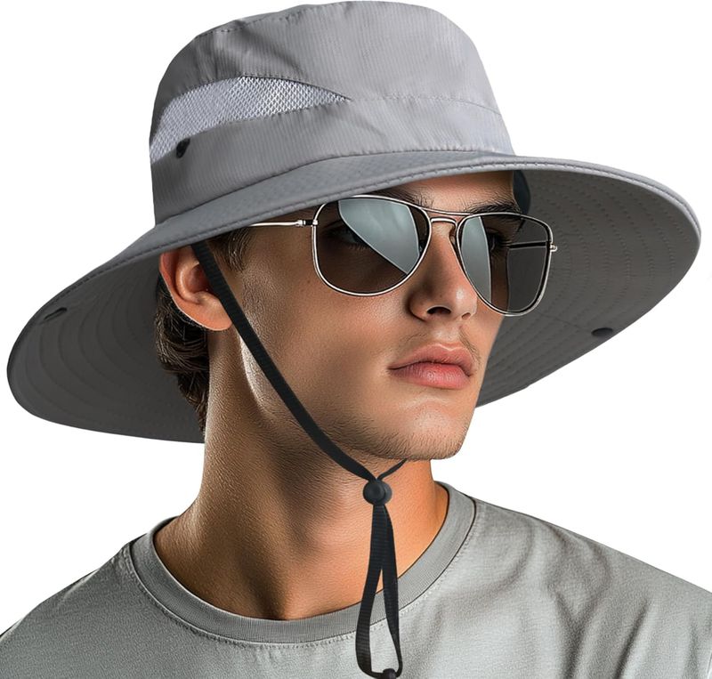 Cappelli da pescatore con coda di cavallo NPQQUAN per donna e uomo, tesa larga, protezione UPF 50+, cappelli da spiaggia e da pesca_voghion.com