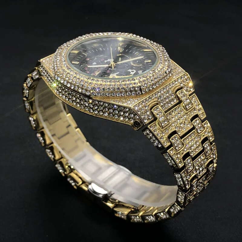 Men's watch, hip-hop style, luxurious, all diamond, silver module, Seton tourbillon, mechanical clock, fashionable_voghion.com