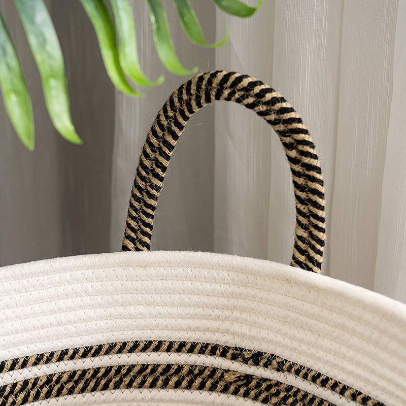 Cotton rope woven basket storage bamboo basket dirty clothes basket clothes portable folding brown miscellaneous folding basket miscellaneous items_voghion.com