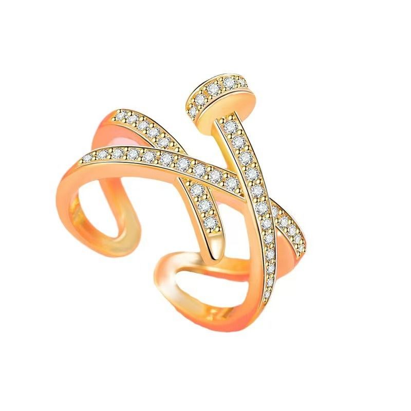 Full Diamond Zircon Belt Stud Stacking Open Niche Design Personality Ins Minimalist Style High-end Feel Ring_voghion.com