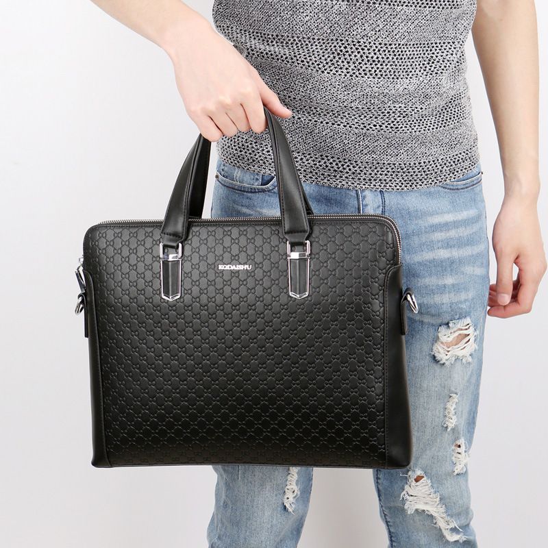 Kuqi Kangaroo New 2021 Double Zipper Business Briefcase Shoulder Crossbody Laptop Bag Direct Sale_voghion.com