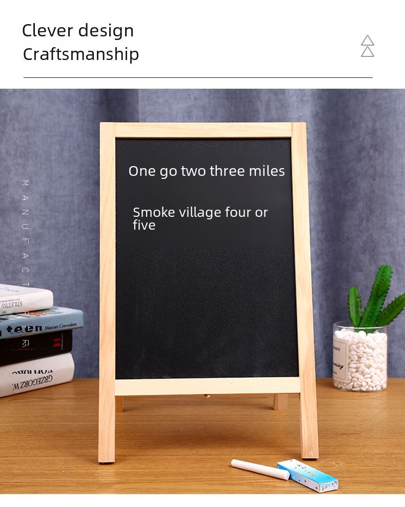 Factory direct double-sided foldable dust-free advertising drawing board children's teaching erasable solid wood small blackboard_voghion.com