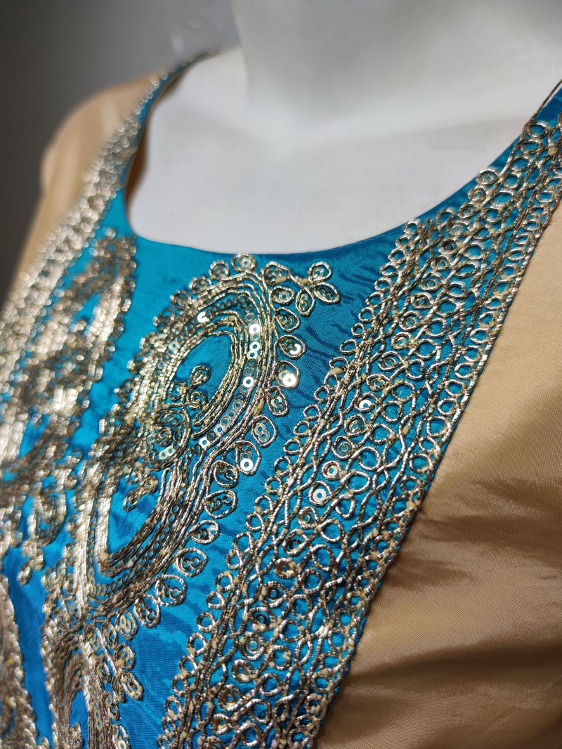 Nuovo abito abaya musulmano con paillettes ricamate in oro Abaya da donna_voghion.com