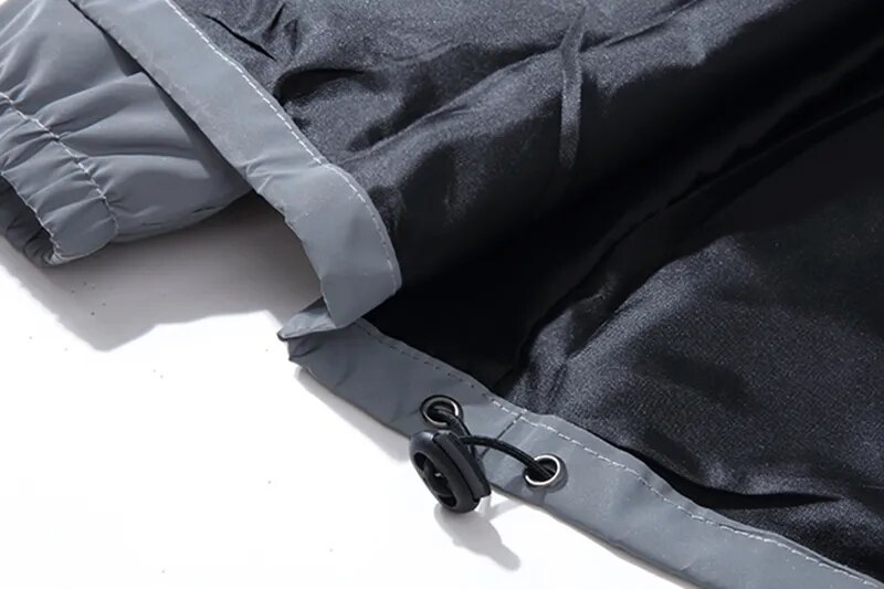 NUOVE TAGLIA Giacche riflettenti notturne in doppio tessuto Giacca a vento con cappuccio Uomo Hip Hop Ballerino Impermeabile Cerniera Cappotti Capispalla_voghion.com