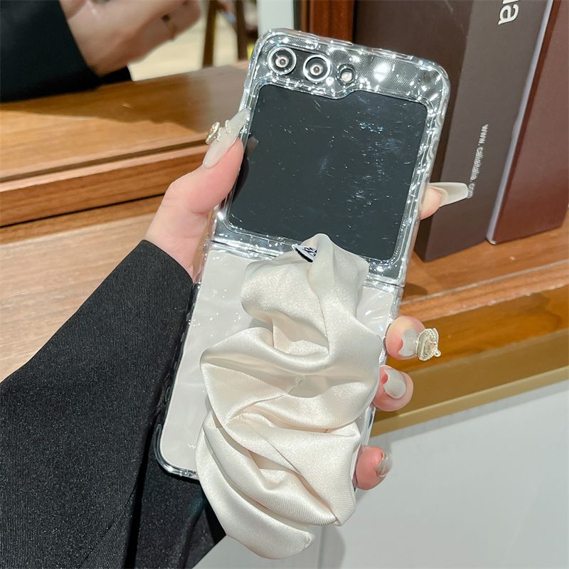 For Samsung Galaxy Z Flip 3 4 5 6 5G Luxury Cute Silk Wrist Phone Case Cover_voghion.com