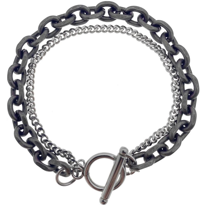 Bracelet tendance rétro à double couche en acier titane, personnalité simple, produit OT, bracelet à boucle Hip Hop_voghion.com