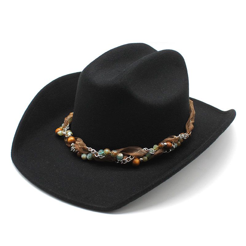 Cappello tibetano in feltro di jeans, alla moda, da uomo e da donna, con tesa arrotolata_voghion.com