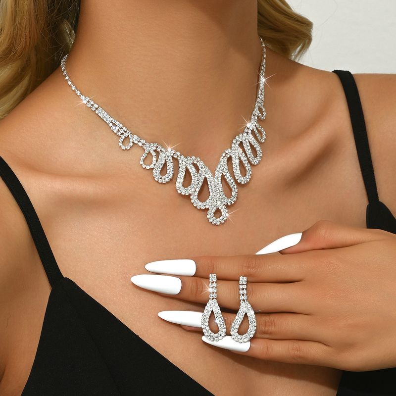 Necklace set earring jewelry set banquet dress set necklace fashionable all match bridal jewelry_voghion.com