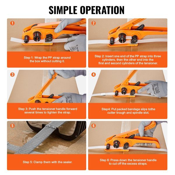 PP Banding Strapping Kit With Strapping Tensioner Tool, Banding Sealer Tool, 328 Ft Length, 100 Metal Seals, Pallet Packaging Strapping Banding Kit_voghion.com