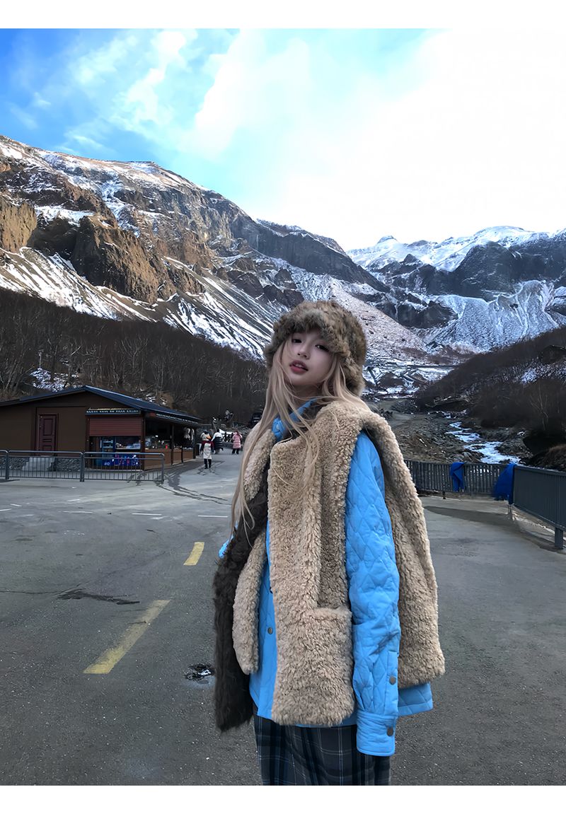 Lightweight Cotton Sleeveless Jacket For Women Autumn Winter Furry Warm Outerwear Vest_voghion.com