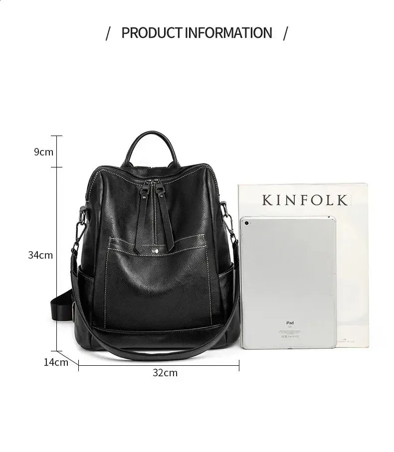 Damenrucksack aus echtem Leder, großes Fassungsvermögen, modische, lässige Schultertasche aus weichem, hochwertigem Rindsleder, faltbar, für Mädchen_voghion.com