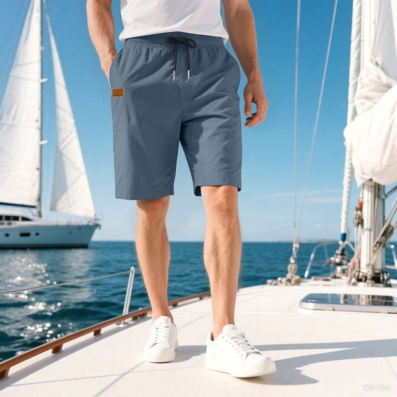 Pantalones de playa para hombre, de verano, informales, ligeros y lujosos, de cinco puntos, con cordón cruzado, talla grande_voghion.com