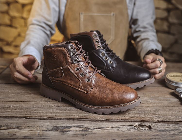 2024 Autumn New Martin Durable British Style Short Mid-top Men's Leather Boots_voghion.com