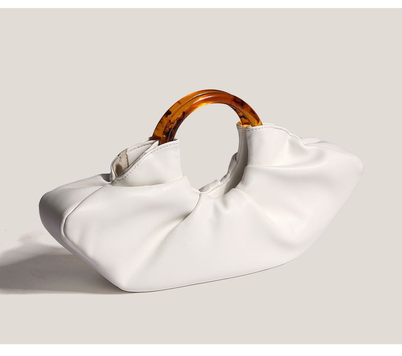 Borse da donna Piccola borsa a corno Borsa a mano con anello in acrilico stile celebrità di Internet Borsa a mano con pieghe a nuvola Borsa a mano a forma di gnocco_voghion.com