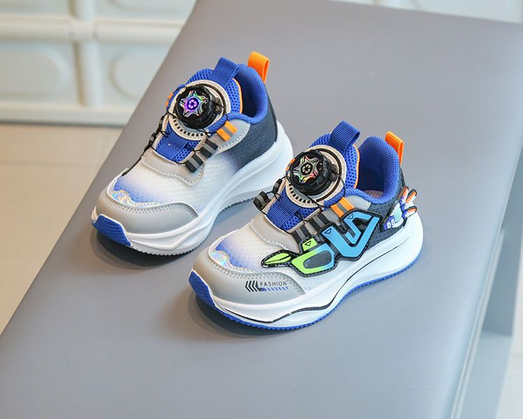 Children's sneaker 2024 spring and autumn boys' casual shoes rotating button girls' running shoes breathable baby mesh shoes single_voghion.com