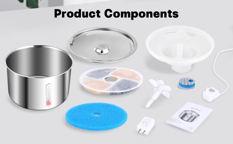 Pet stainless steel visual window, cat automatic dispenser, small flower fountain, intelligent water feeding supplies_voghion.com