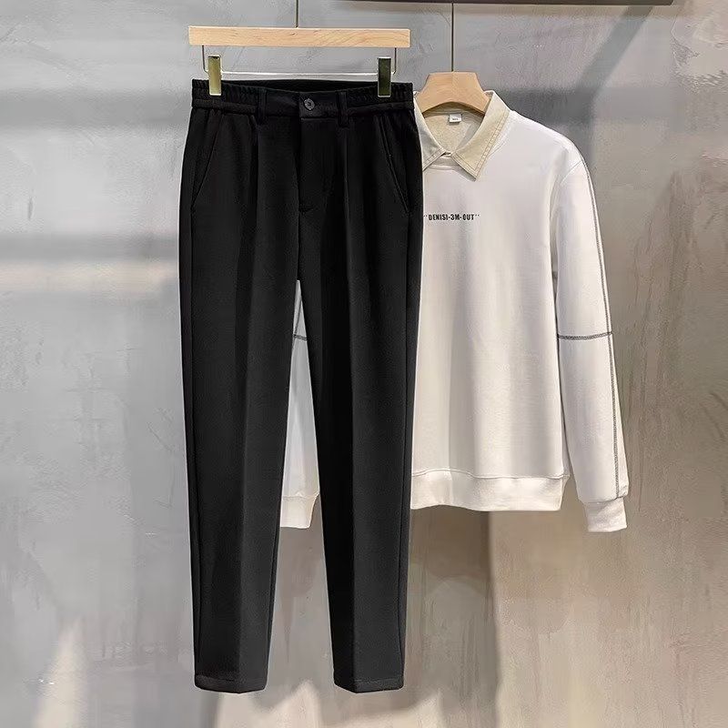 Yün Pantolon Erkek İlkbahar Ve Sonbahar Düz Dokuz Noktalı İnce Kesim Üst Sınıf Pantolon İş Gündelik Pantolon Erkek Pantolon Sonbahar Ve Kış_voghion.com