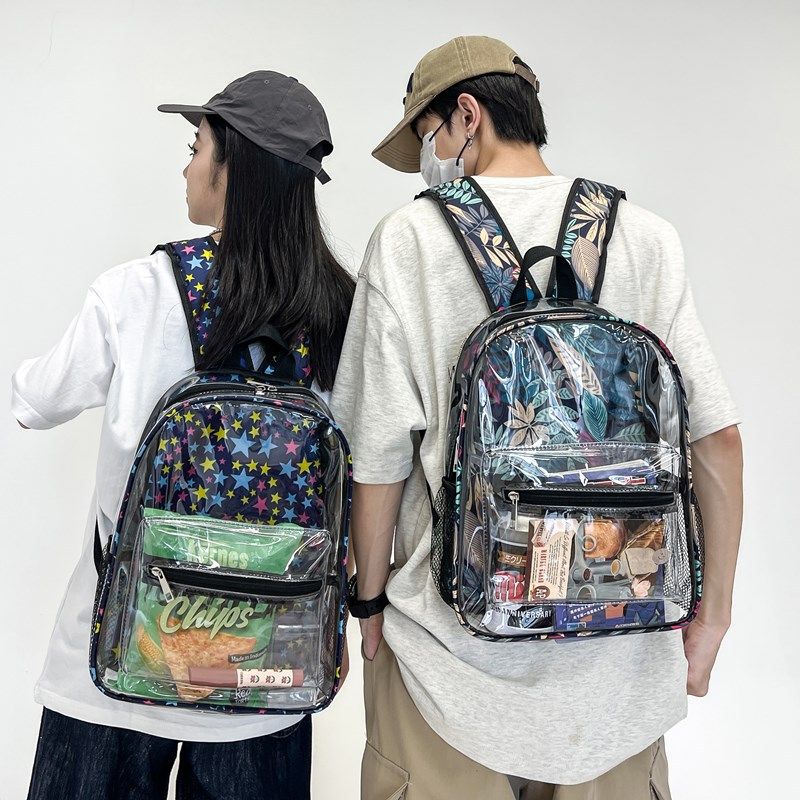 Borsa di gelatina trasparente, zaino in PVC per studentesse delle scuole superiori, zaino versatile in stile coreano di grande capacità_voghion.com