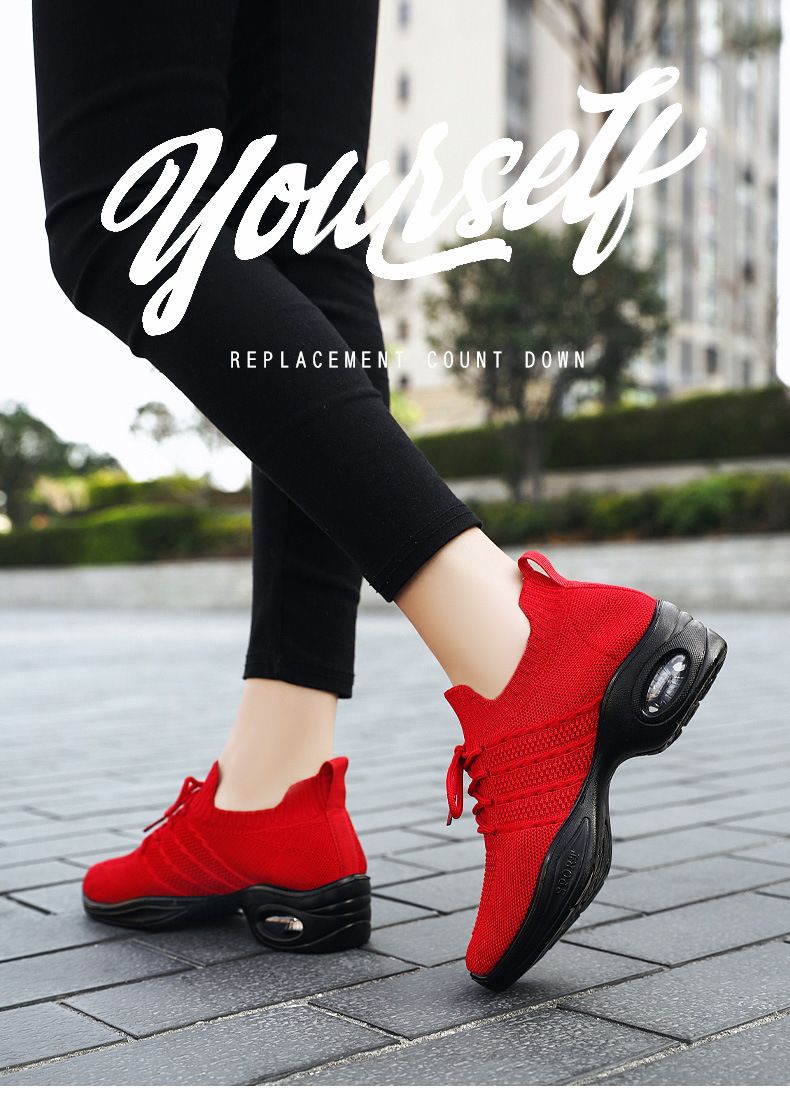 Tanzschuhe Damenschuhe Polyurethan Dickbesohlte Leichte Square Dance Atmungsaktive Wanderschuhe für Mütter mittleren Alters und ältere Menschen_voghion.com