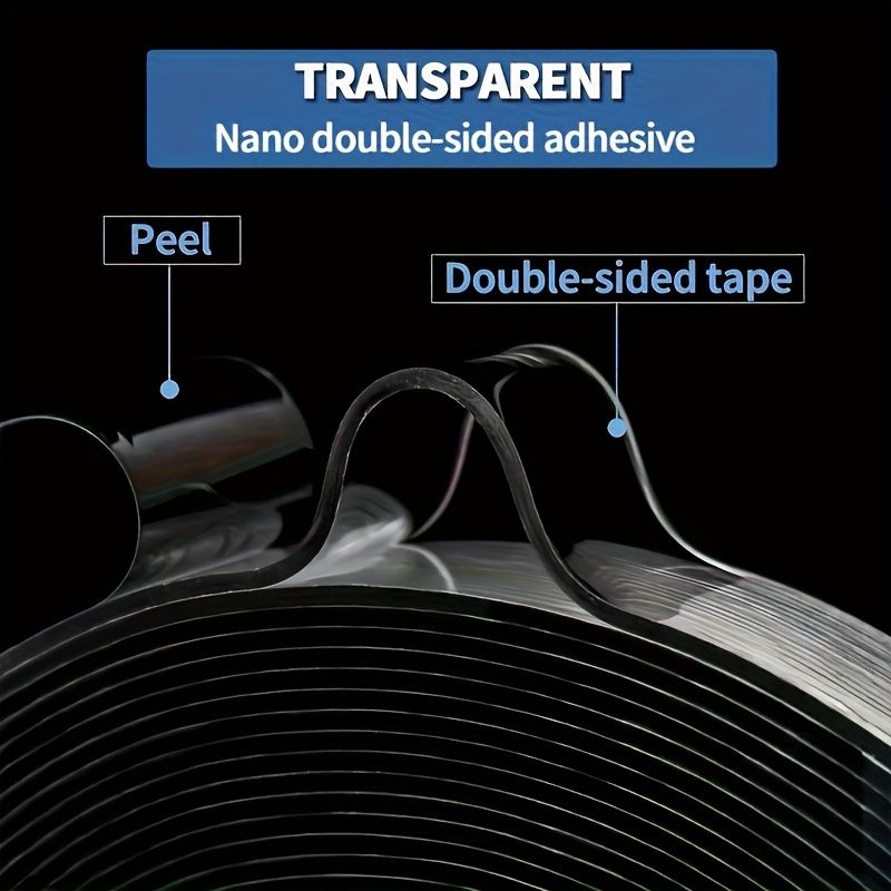 3 rollen sterke dubbelzijdige tape, sterke kleefkracht, herbruikbaar, traceerbaar, multifunctioneel, verwijderbaar, wasbaar, transparante nanotape voor thuis, kantoor en auto._voghion.com