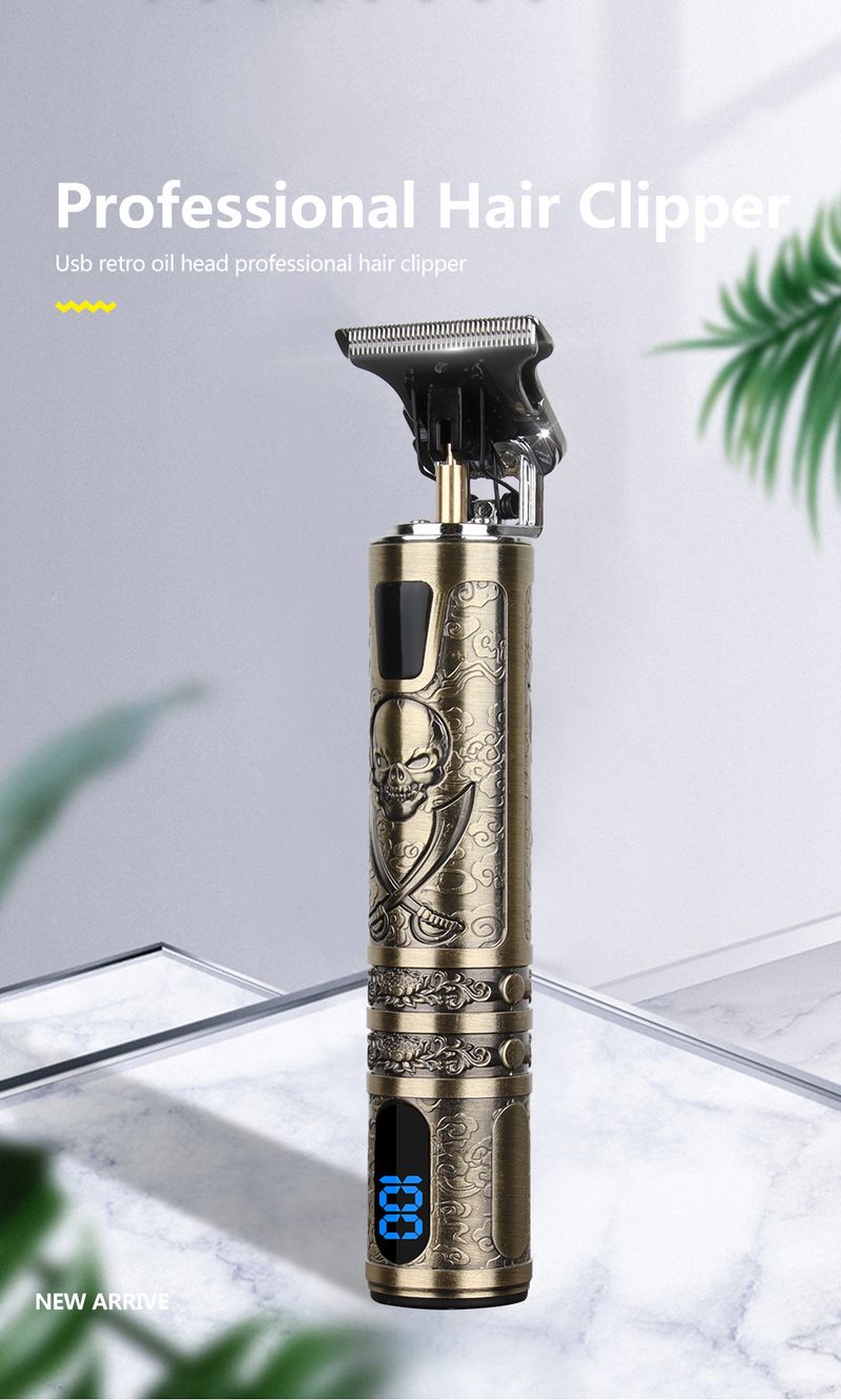 Rechargeable electric hair clippers carving gentleman new hair salon home hair clipper T9 oil head hair clipper bald artifact_voghion.com