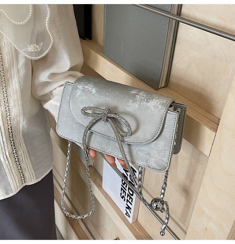 2024 New Chain Crossbody Single Shoulder Sequin Women's Texture Small Fragrant Wind Solid Color Bow Mini Handheld Bag_voghion.com
