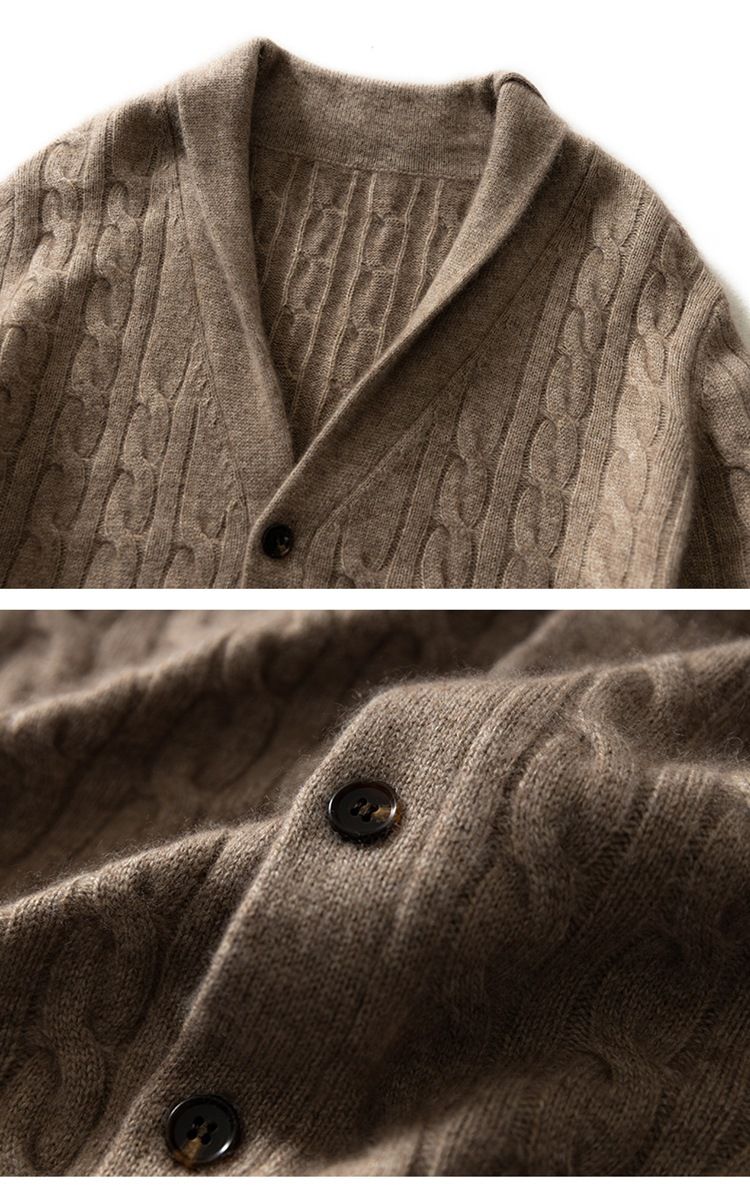 Men's Clothing 2024 Autumn and Winter new cashmere cardigan men's thickened cardigan shawl collar wool sweater casual coat_voghion.com