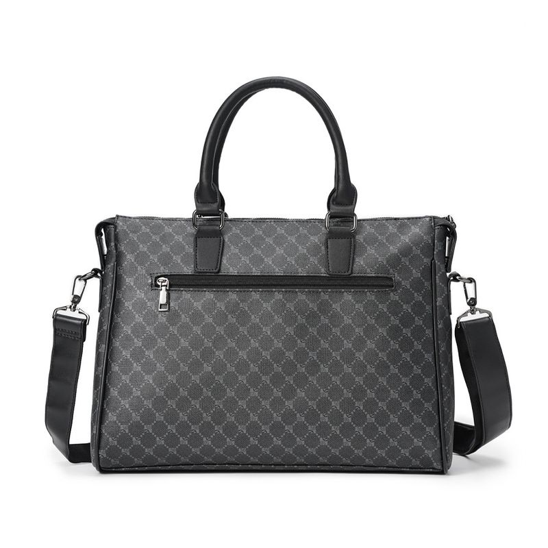 Pattern black handbag, business casual briefcase, trendy fashion shoulder bag, crossbody computer bag_voghion.com