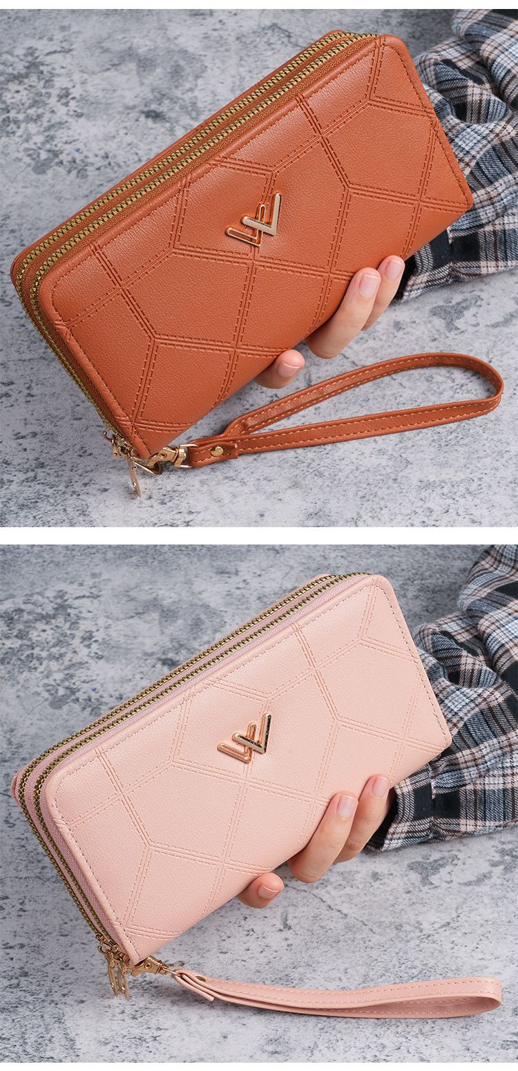 Women's Long Wallet, Double Zipper, Large Capacity Clutch Bag, Double Wallet, Mobile Phone Bag._voghion.com