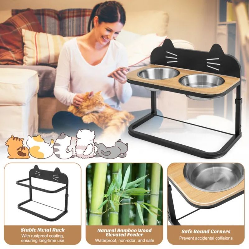 And Cats Pet For Stainless Feeder Small 2 With Steel Elevated Medium Dogs And Bowls_voghion.com