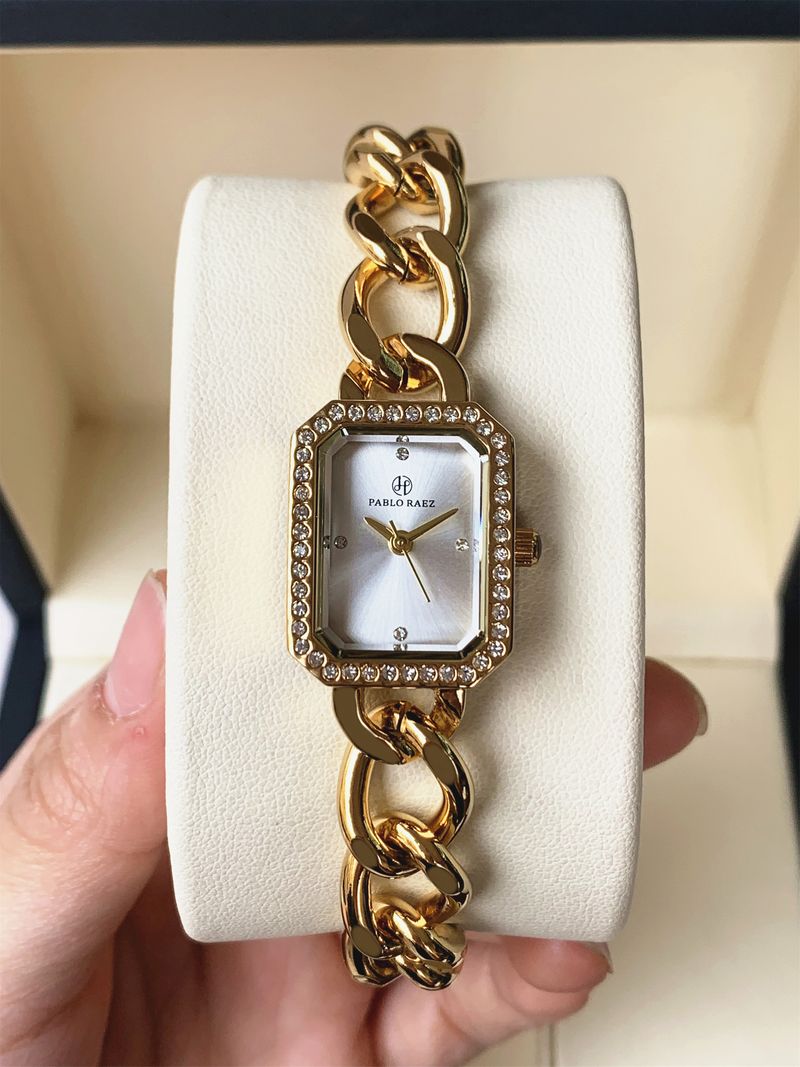 Mode Damenuhr Retro Leichte Luxusmode Kleine Golduhr Nischenquarzuhr Strass Ins Wind Temperament Vielseitig_voghion.com