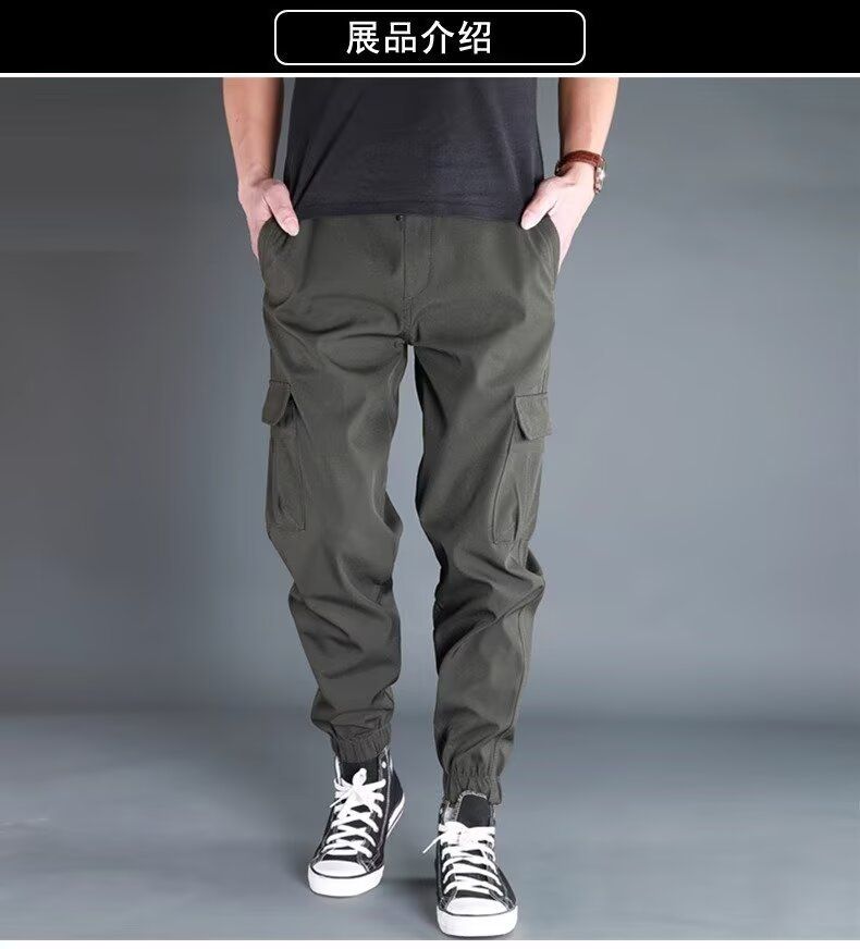 Herrenbekleidung Herren Cargo Jogger Pants - Leichte Sommer-Trainingshose mit Kordelzug und mehreren Taschen, dehnbares Polyestergewebe_voghion.com