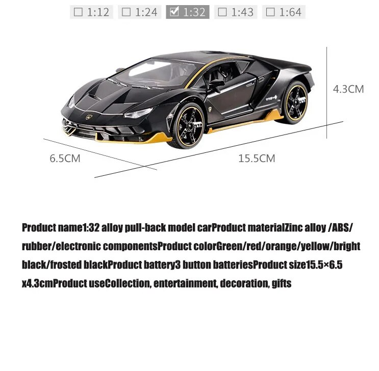 1:32 Alloy Car Diecast Model Metal Pull Back Simulation Car Toy Boy Sports Car Ornament With To Open The Door For Childs Gift_voghion.com