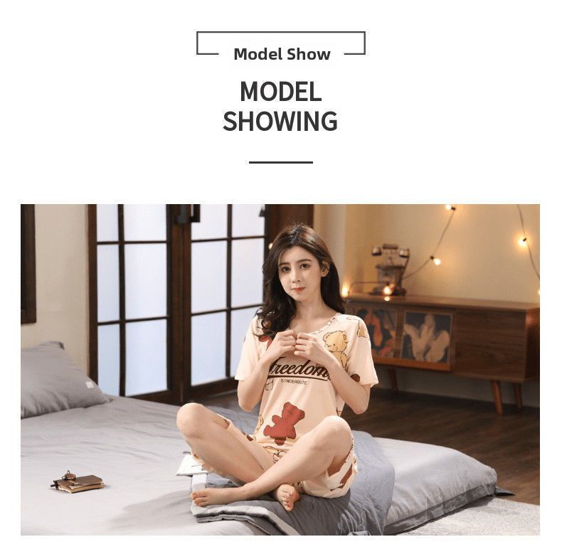 Sieviešu vasaras pidžamas, plus izmēra īsroku kapri bikses, vasaras sieviešu uzvalks, virsdrēbes, korejiešu stila, jaukas, mājas apģērbs, plānas_voghion.com